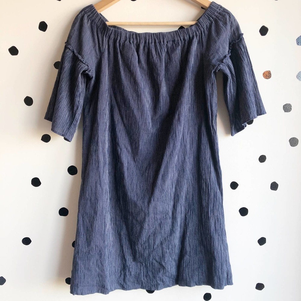 Madewell Chambray Off-the-Shoulder Bell Sleeve Dress Size 00